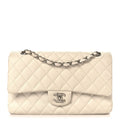 Caviar Quilted Medium Double Flap White