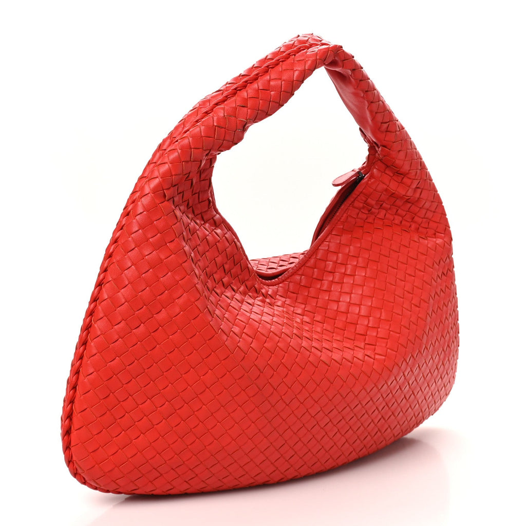 Nappa Intrecciato Large Veneta Hobo Red