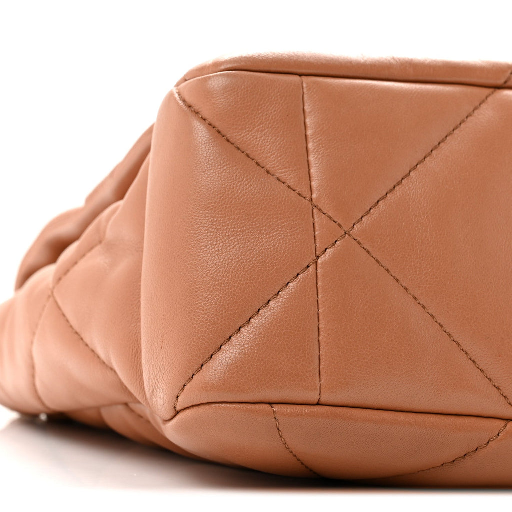 Lambskin Quilted Large Chanel 19 Flap Brown