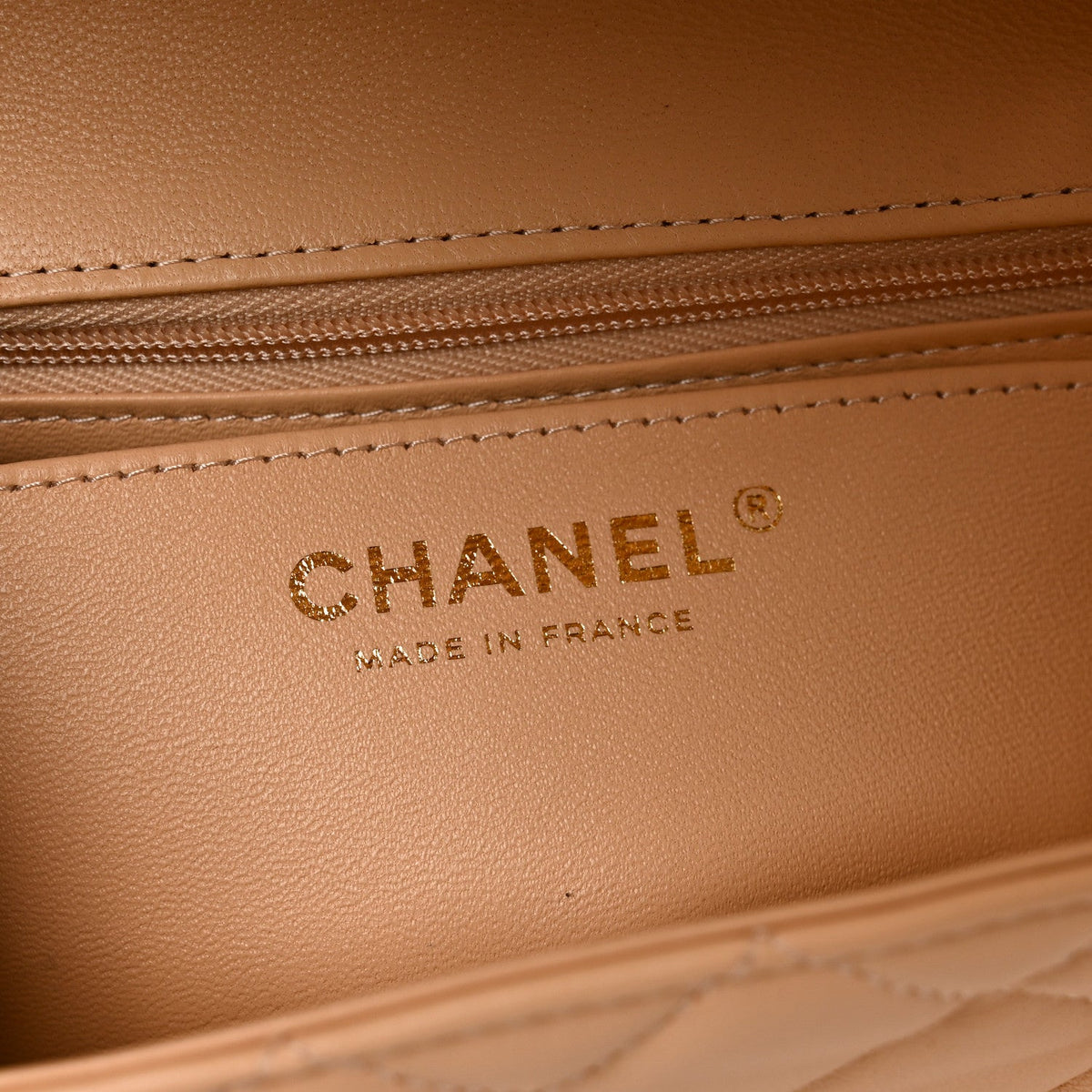 Lambskin Quilted Mini Rectangular Flap Beige